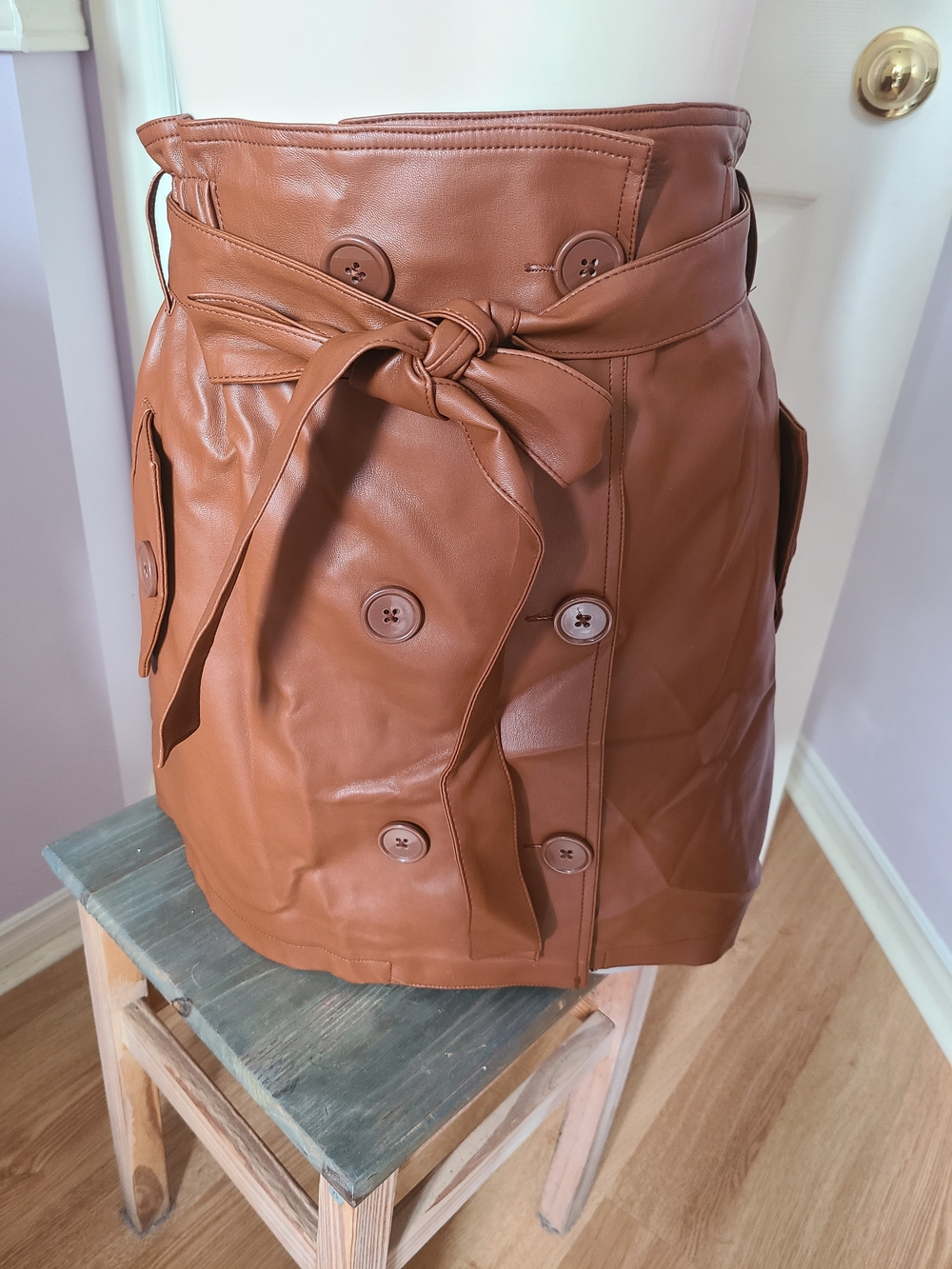 Forever 21+ Faux Leather Mini Skirt in Rust Brown